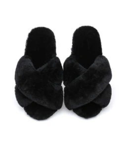 Women's UGG Premium Cross Over Slipper 37 Women's UGG Premium Cross Over Slipper -Uggbay Best women cross over slippers black color australia ugg outlet store