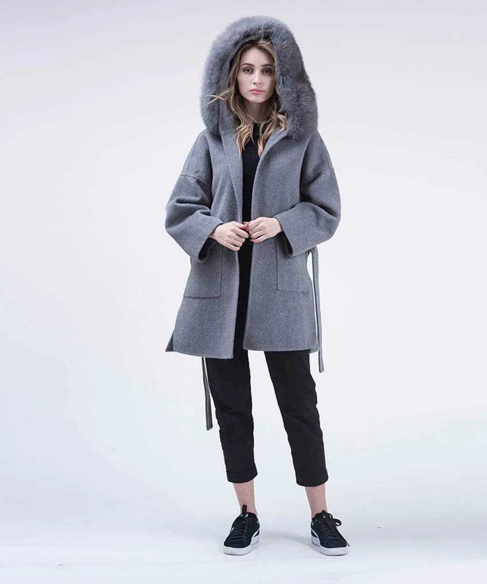 Cashmire Wool Fox Fur Coat 1 Cashmire Wool Fox Fur Coat