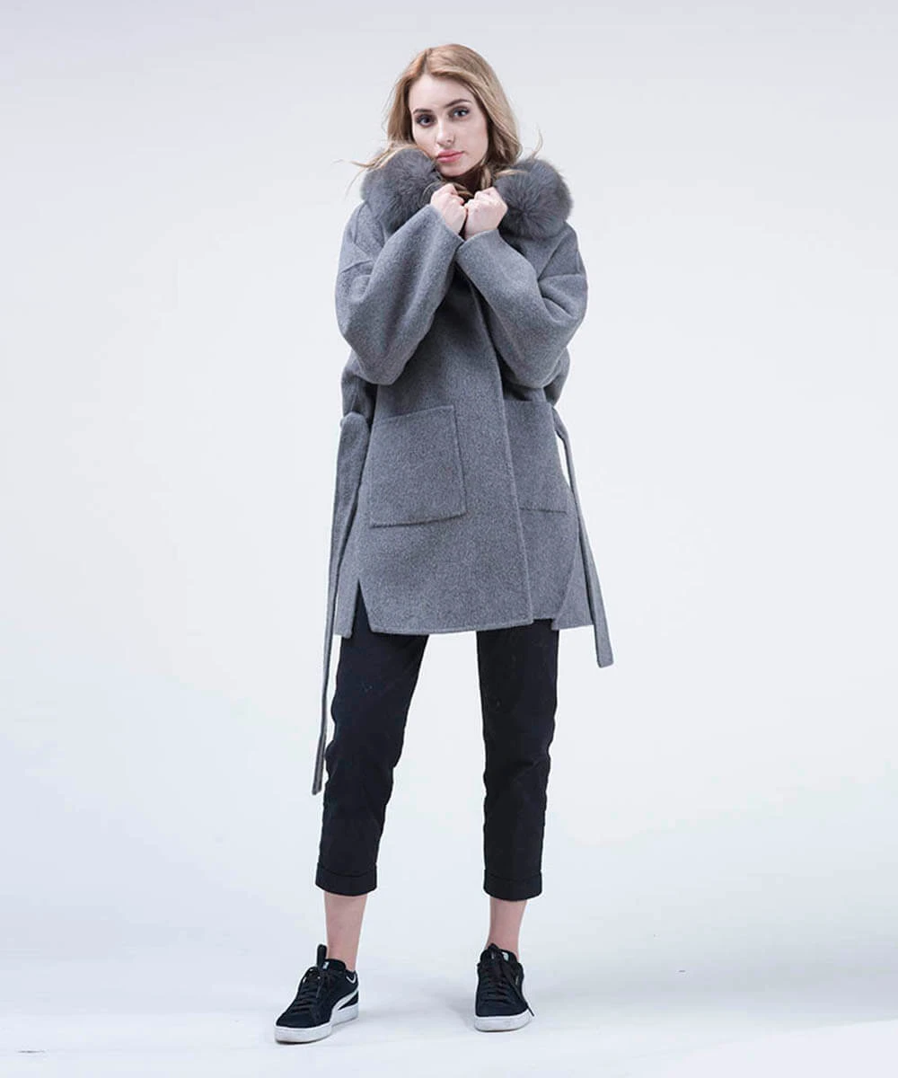 Cashmire Wool Fox Fur Coat 3 Cashmire Wool Fox Fur Coat - Image 3