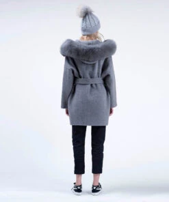 Cashmire Wool Fox Fur Coat 15 Cashmire Wool Fox Fur Coat -Uggbay CashmirewoolfoxfurcoatGREY 4
