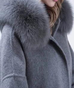 Cashmire Wool Fox Fur Coat 14 Cashmire Wool Fox Fur Coat -Uggbay CashmirewoolfoxfurcoatGREY 5