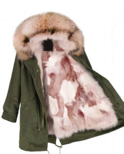 Parka Jacket Green Husky -Uggbay GreenPinkFurParkaJacket1