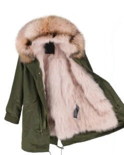 Parka Jacket Green Pink 13 Parka Jacket Green Pink -Uggbay GreenPinkFurParkaJacket1 1
