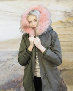 Parka Jacket Green Pink 12 Parka Jacket Green Pink -Uggbay GreenPinkFurParkaJacket 4 1