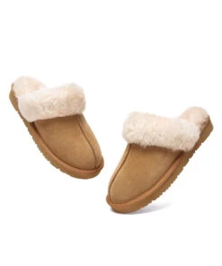 Women's Sala Wool Slippers 26 Women's Sala Wool Slippers -Uggbay LintySlipperChestnut3